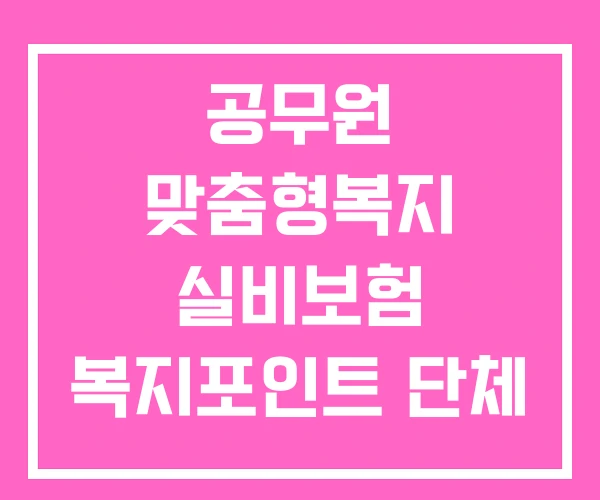 공무원 맞춤형복지 실비보험 복지포인트 단체 보장내용 실비