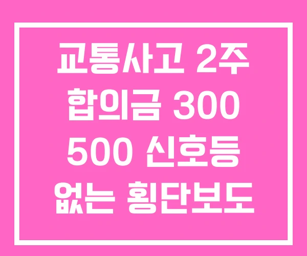 교통사고 2주 합의금 300 500 신호등 없는 횡단보도