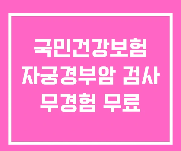 국민건강보험 자궁경부암 검사 무경험 무료