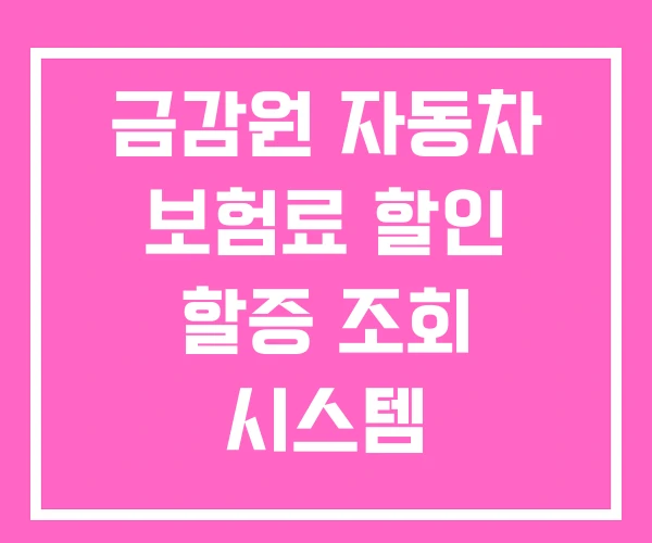 금감원 자동차 보험료 할인 할증 조회 시스템 보험개발원