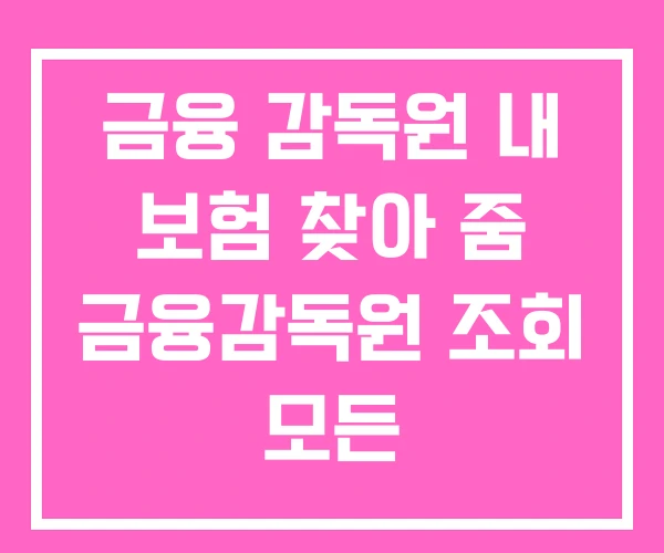 금융 감독원 내 보험 찾아 줌 금융감독원 조회 모든
