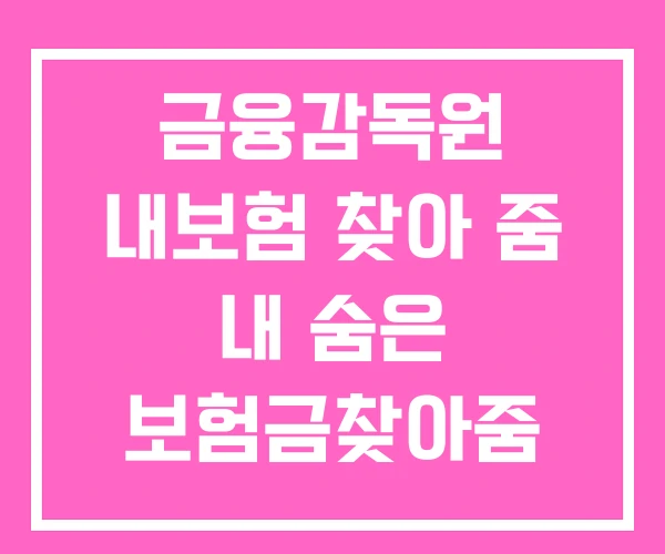 금융감독원 내보험 찾아 줌 내 숨은 보험금찾아줌 ZOOM