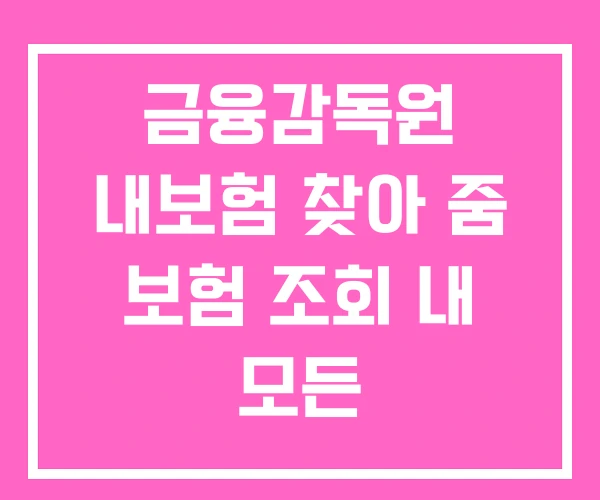 금융감독원 내보험 찾아 줌 보험 조회 내 모든 금융감독원 내보험 찾아 줌 보험 조회 내 모든