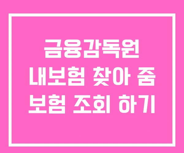 금융감독원 내보험 찾아 줌 보험 조회 하기 금융감독원 내보험 찾아 줌 보험 조회 하기