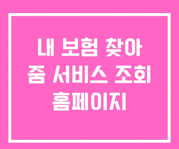 내 보험 찾아 줌 서비스 조회 홈페이지