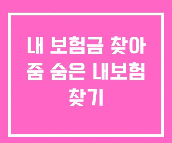 내 보험금 찾아 줌 숨은 내보험 찾기