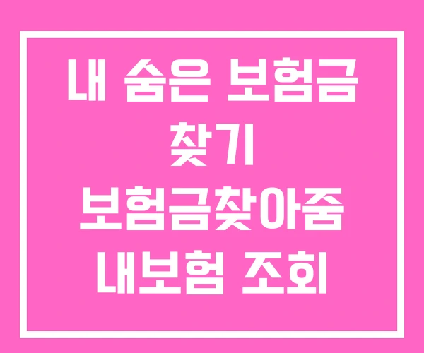 내 숨은 보험금 찾기 보험금찾아줌 내보험 조회