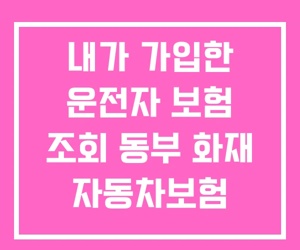 내가 가입한 운전자 보험 조회 동부 화재 자동차보험