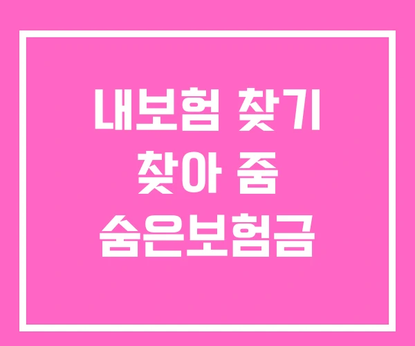 내보험 찾기 찾아 줌 숨은보험금