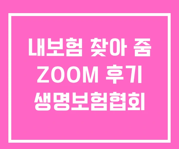 내보험 찾아 줌 ZOOM 후기 생명보험협회