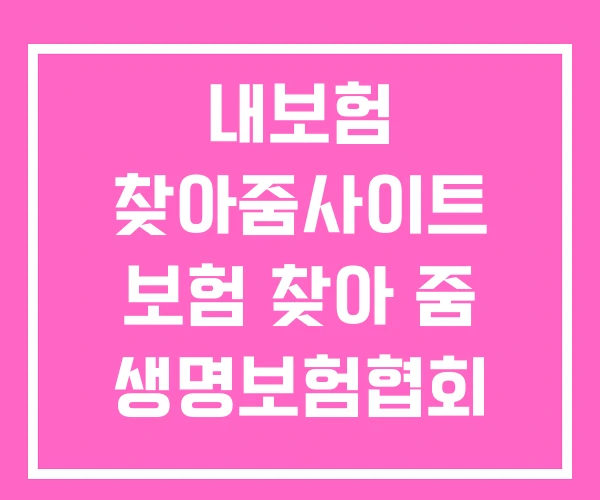 내보험 찾아줌사이트 보험 찾아 줌 생명보험협회 찾아줌