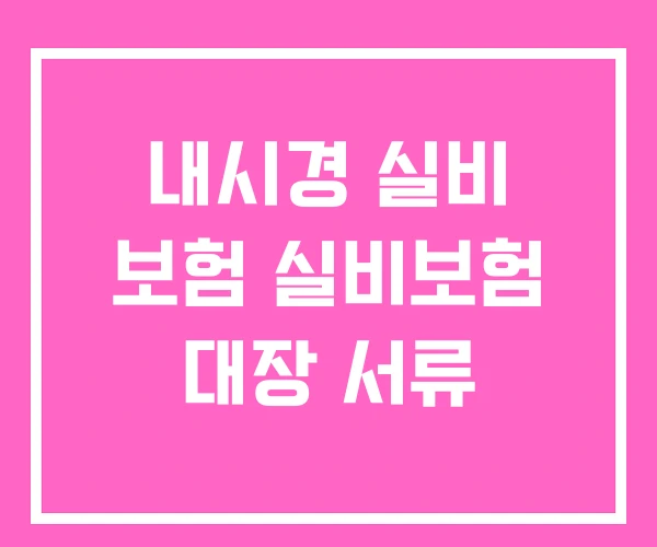 내시경 실비 보험 실비보험 대장 서류 내시경 실비 보험 실비보험 대장 서류