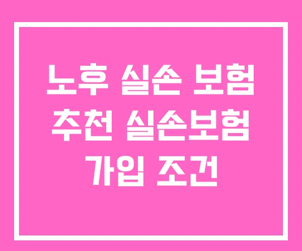노후 실손 보험 추천 실손보험 가입 조건