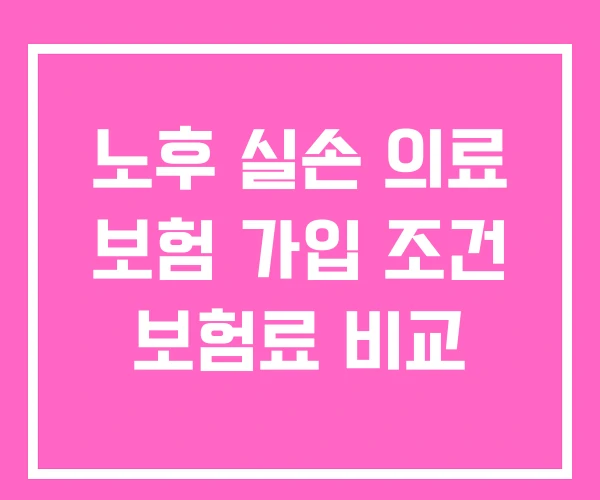 노후 실손 의료 보험 가입 조건 보험료 비교