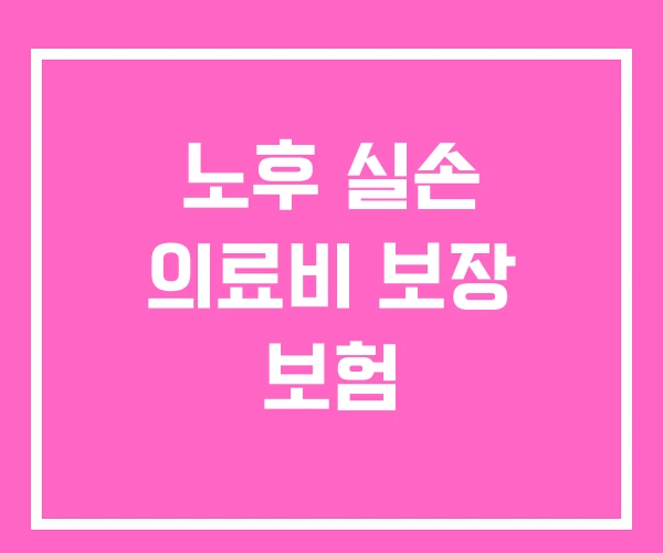 노후 실손 의료비 보장 보험