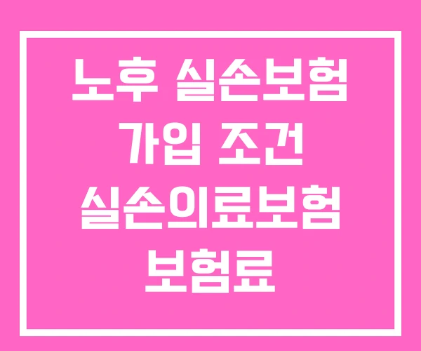 노후 실손보험 가입 조건 실손의료보험 보험료