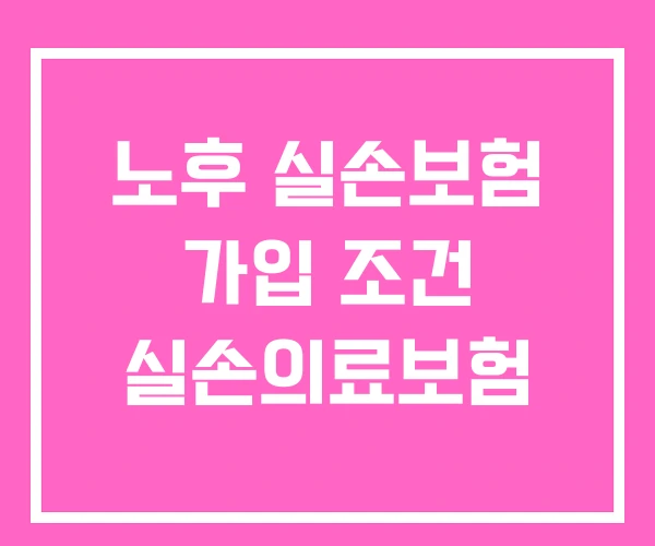 노후 실손보험 가입 조건 실손의료보험