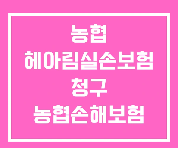 농협 헤아림실손보험 청구 농협손해보험 실손보험