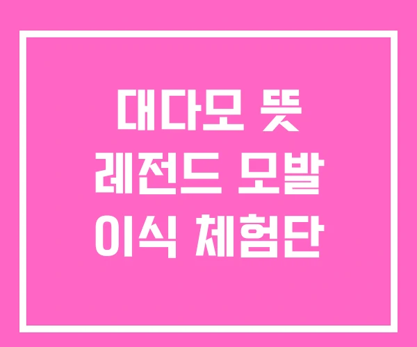 대다모 뜻 레전드 모발 이식 체험단