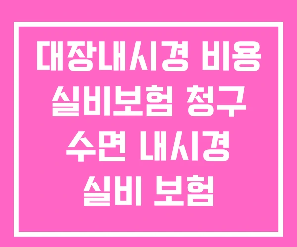 대장내시경 비용 실비보험 청구 수면 내시경 실비 보험