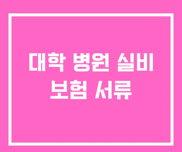 대학 병원 실비 보험 서류