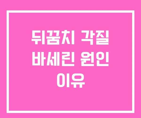 뒤꿈치 각질 바세린 원인 이유