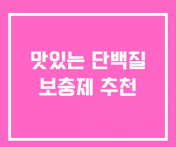맛있는 단백질 보충제 추천