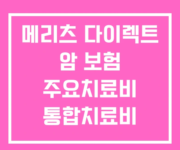 메리츠 다이렉트 암 보험 주요치료비 통합치료비