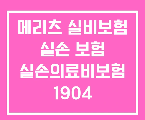 메리츠 실비보험 실손 보험 실손의료비보험 1904