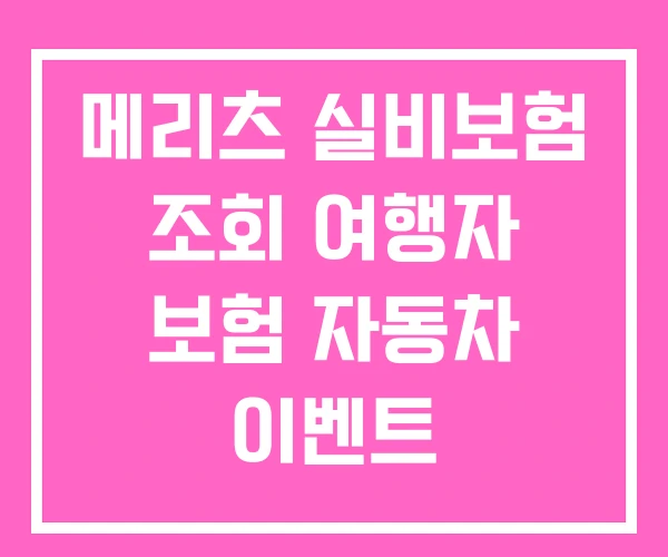 메리츠 실비보험 조회 여행자 보험 자동차 이벤트