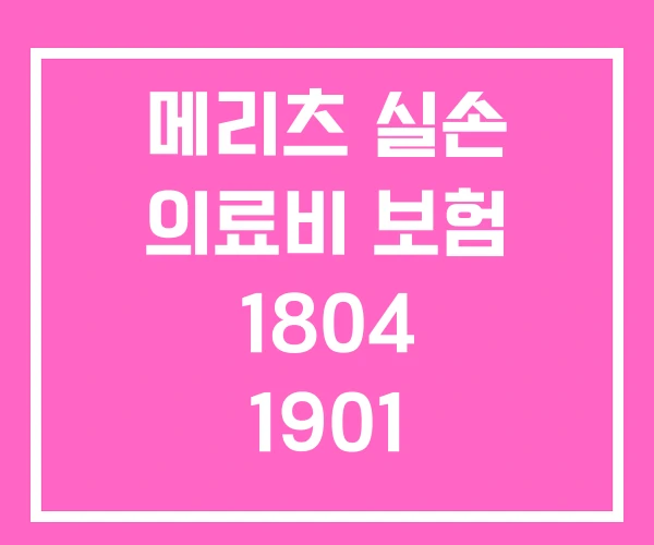 메리츠 실손 의료비 보험 1804 1901