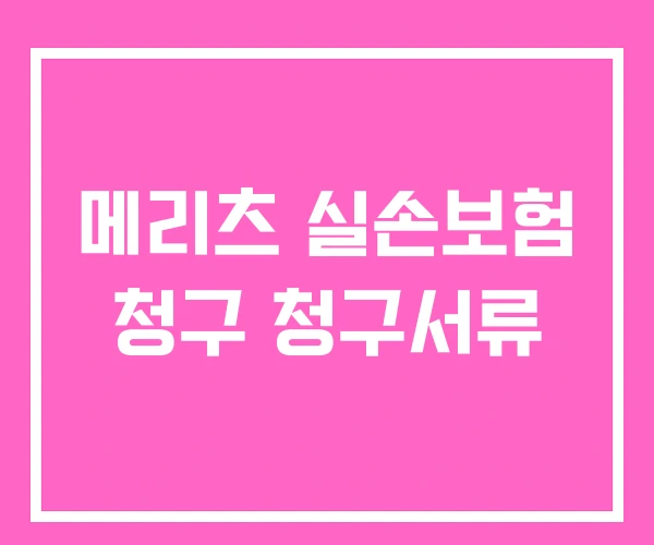 메리츠 실손보험 청구 청구서류 메리츠 실손보험 청구 청구서류