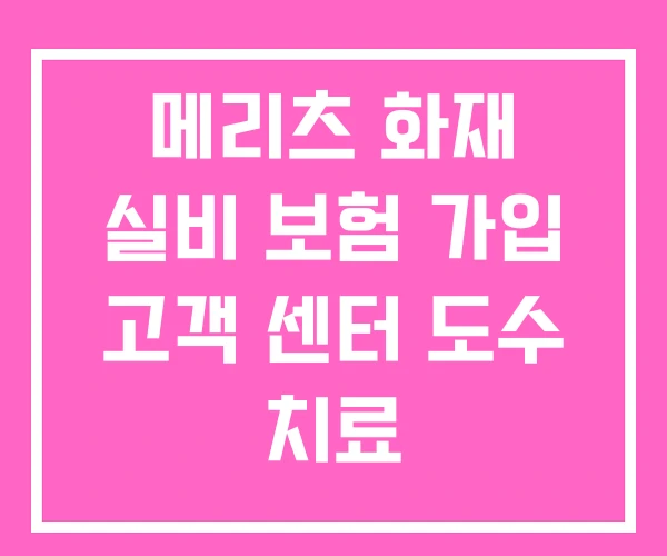 메리츠 화재 실비 보험 가입 고객 센터 도수 치료