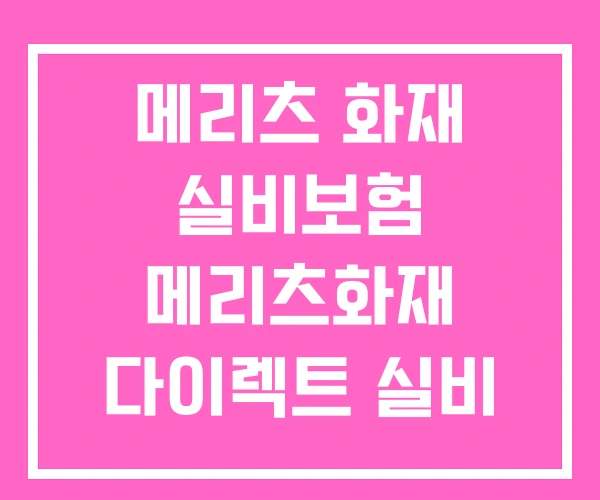 메리츠 화재 실비보험 메리츠화재 다이렉트 실비 청구