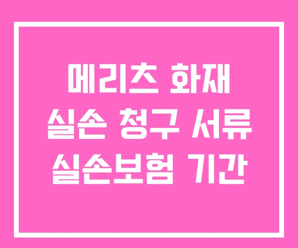 메리츠 화재 실손 청구 서류 실손보험 기간