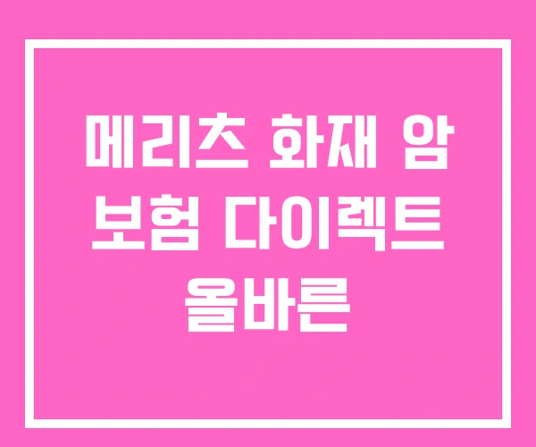 메리츠 화재 암 보험 다이렉트 올바른