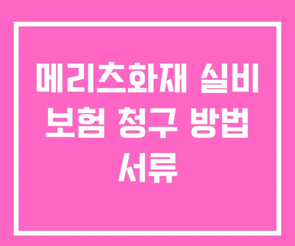 메리츠화재 실비 보험 청구 방법 서류