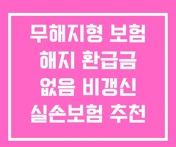 무해지형 보험 해지 환급금 없음 비갱신 실손보험 추천