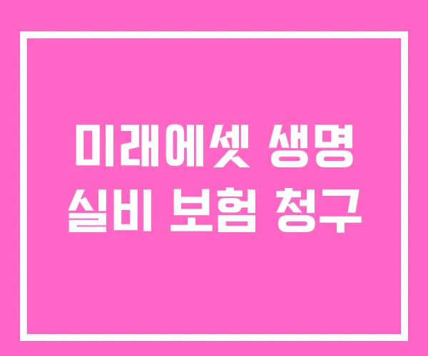 미래에셋 생명 실비 보험 청구 미래에셋 생명 실비 보험 청구