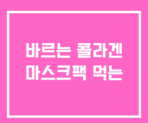 바르는 콜라겐 마스크팩 먹는