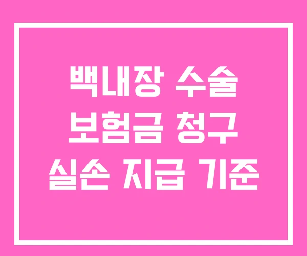 백내장 수술 보험금 청구 실손 지급 기준