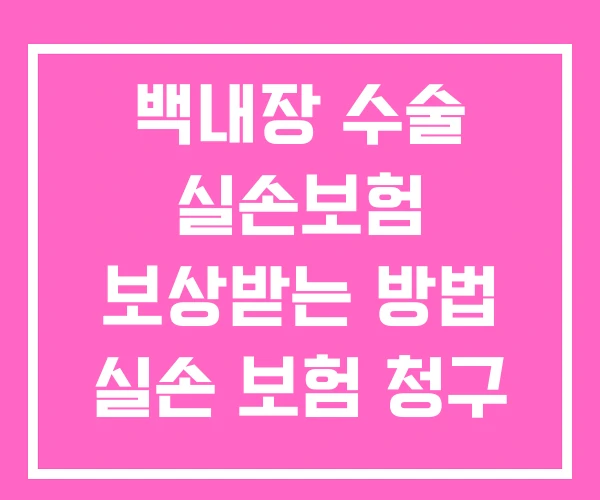 백내장 수술 실손보험 보상받는 방법 실손 보험 청구 서류