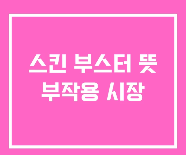 스킨 부스터 뜻 부작용 시장