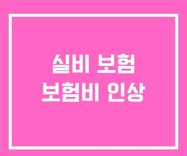 실비 보험 보험비 인상