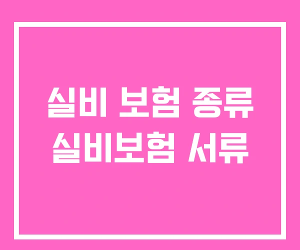 실비 보험 종류 실비보험 서류