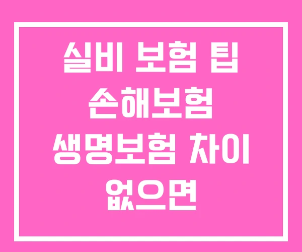 실비 보험 팁 손해보험 생명보험 차이 없으면