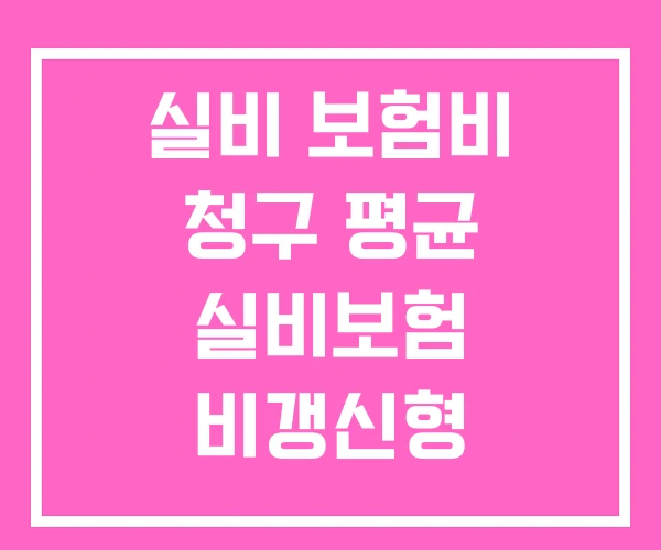 실비 보험비 청구 평균 실비보험 비갱신형