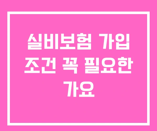 실비보험 가입 조건 꼭 필요한 가요 실비보험 가입 조건 꼭 필요한 가요