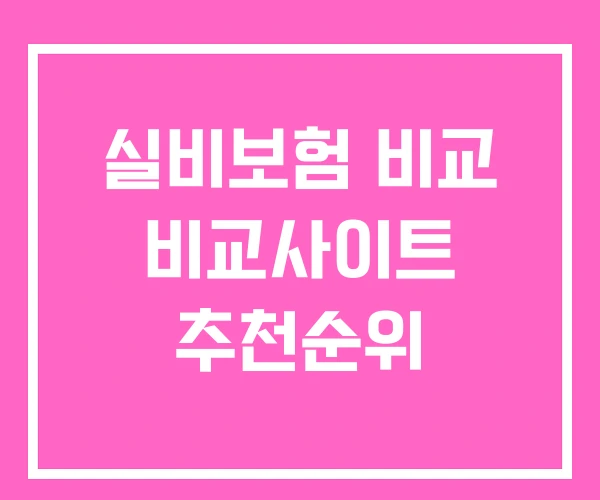 실비보험 비교 비교사이트 추천순위