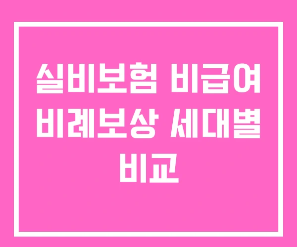 실비보험 비급여 비례보상 세대별 비교